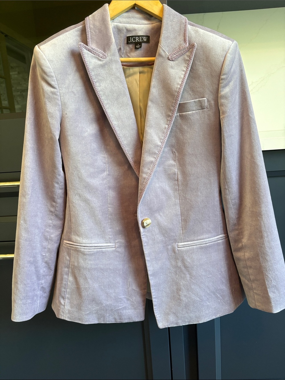 J. Crew Lavender Velvet Single-Button Blazer